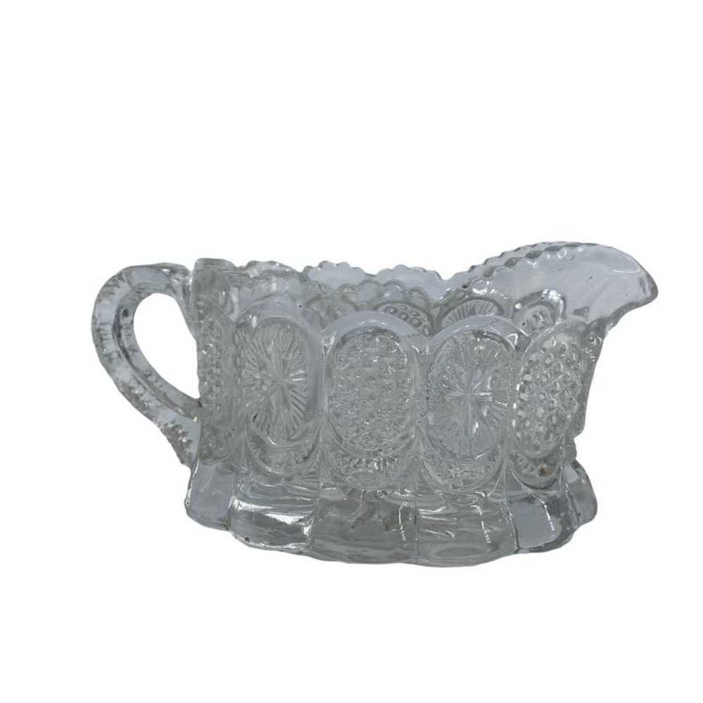 Vintage Clear Glass Creamer Cottage Core Granny Pretty Scalloped Flat Bottom